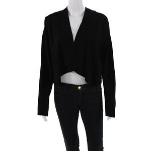 Cigno Nero Womens Suede Open Front Cropped Jacket Black Size EUR 42
